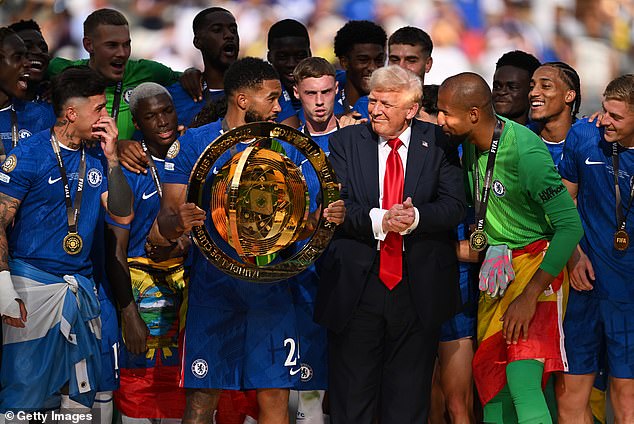 Donald Trump took center stage as he joined Chelsea's Club World Cup celebrations