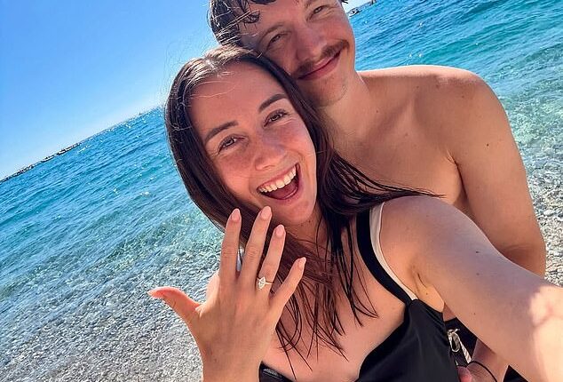 Matildas star Clare Wheeler announced her engagement to partner Jeremy (pictured together) on Monday