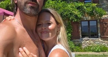Emily Atack is engaged! Actress reveals boyfriend Alistair Garner popped the question as she debuts dazzling diamond ring in loved up snap - a year after welcoming son Barney