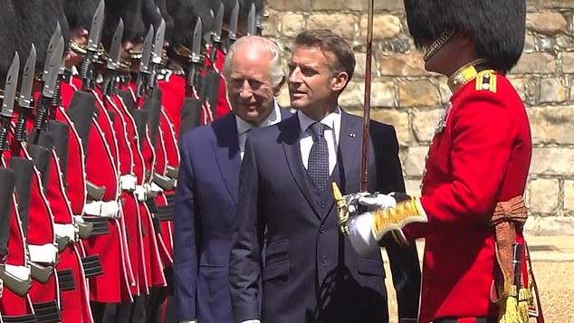 French President Emmanuel Macron has come under fire for seemingly breaking strict royal protocol after he walked in front of King Charles at Windsor Castle