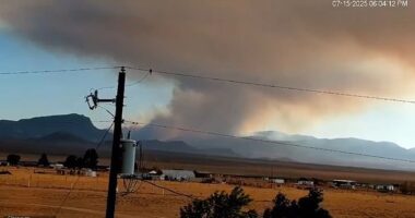 A livestream camera, set up on private land just outside the heavily guarded Groom Lake facility near Rachel, Nevada, captured eerie footage of smoke rising from deep within the classified base
