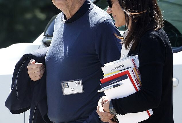 Bill Gates, co-founder of Microsoft, walks to lunch at the Allen & Company Sun Valley Conference on July 10, 2025 in Sun Valley