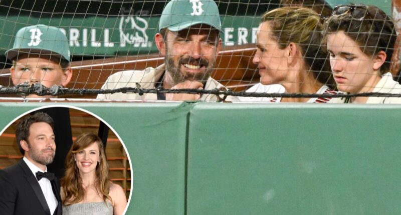 Exes Ben Affleck and Jennifer Garner hit a Red Sox game with their kids