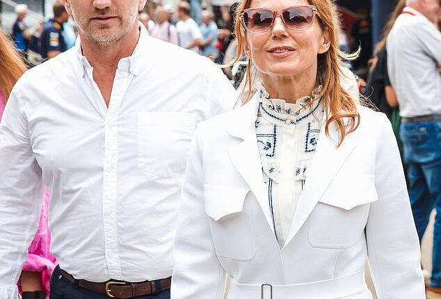 Christian Horner is pictured with his wife, former Spice Girl Geri Horner, at Goodwood Festival in July last year