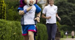 Scottish track star Eilish McColgan helped launch the Games' new mascot, Finnie