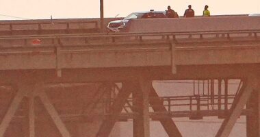 The truck plunged into the Delaware River just before 4am Friday, according to officials