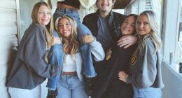 From left: Dylan Mortensen, Kaylee Goncalves, Madison Mogen (on Kaylee's shoulders), Ethan Chapin, Xana Kernodle and Bethany Funke