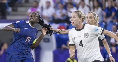 A Germany star was sent off for pulling an opponent's hair during their country's Euro 2025 quarter-final against France on Saturday night