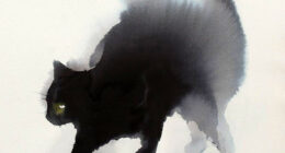 Gloomy Watercolor Cats Slowly Bleeding Into The Paper
