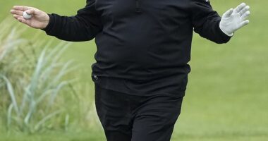 Donald Trump's security appears to be taking every precaution on the golf outing as there were also a stream of army trucks, road checkpoints, and snipers positioned in a ring of steel to protect the president's life