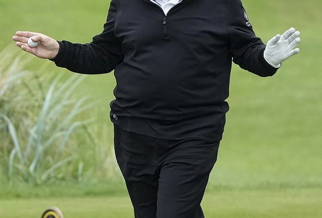 Donald Trump's security appears to be taking every precaution on the golf outing as there were also a stream of army trucks, road checkpoints, and snipers positioned in a ring of steel to protect the president's life