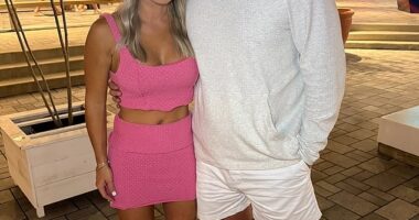 Brittani Stapleton (left), 31, defended her husband, Joshua (right), 39, as he was sentenced to five years in prison for child pornography