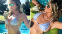 Heidi Klum beats the heat in itty-bitty bikini while sipping kiwi smoothie