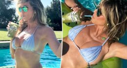Heidi Klum beats the heat in itty-bitty bikini while sipping kiwi smoothie