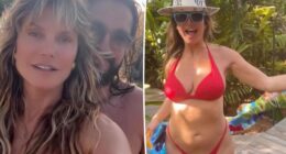 Heidi Klum rocks tiny string bikini at the beach