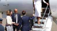French President Emmanuel Macron was ignored by his wife Brigitte today at RAF Northolt