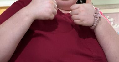 Paige Vickers (pictured), from Stockton-on-Tees, County Durham, weighed 23 stone at her heaviest