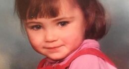 A man who sexually abused Kaylee Thompson when she was four and he was 16, then stuck his tongue out at her before fleeing, has been jailed more than 30 years on (Kaylee aged four)