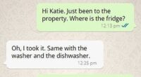 A landlord was gobsmacked after discovering his tenant had taken his big-ticket items when she moved out - despite them being part of the furnished rental