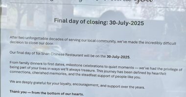 A notice posted in the shop window confirmed that the long-running restaurant would be shutting its doors on July 30