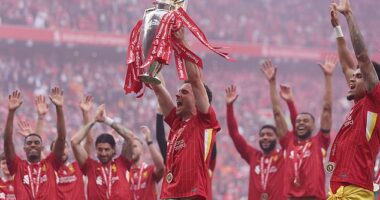 Jota celebrated winning the Premier League title with his Liverpool team-mates in May