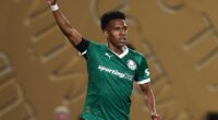 Estevao Willian pictured celebrating after scoring for Palmeiras against Chelsea in the USA