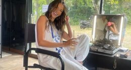 Michelle Keegan, 38, has shared a glimpse of her secret filming project on Instagram on Thursday as she returned to work with her baby daughter Palma