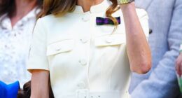 The Princess of Wales waves to the crowd as she was greeted by a huge standing ovation