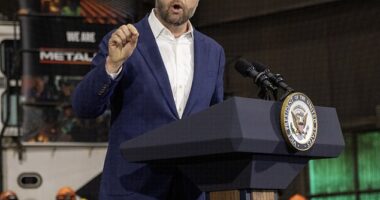 Vice President Vance, seen here on Monday, didn't hold back as he passed comment on the horrific footage