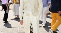 Joe Alwyn, 34, looked suave in head-to-toe white as he led the stars attending day 10 at Wimbledon on Wednesday