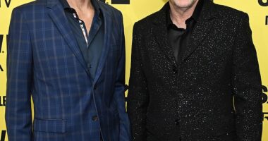 Julian McMahon (left) has been fondly remembered by Nicolas Cage, his co-star in the new film The Surfer, which they are pictured promoting at SXSW this March