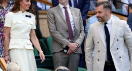The Princess of Wales's private secretary Lt. Col Tom White (pictured right) caused a stir on social media following his appearance at Wimbledon yesterday