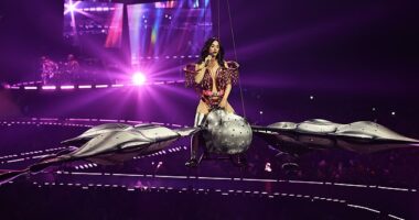 Katy Perry has poked fun at herself after almost falling out of the air during a performance in San Francisco on Friday