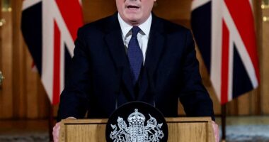 Keir Starmer delivers a statement inside No. 10 Downing Street declaring that Britain will recognise a Palestinian state unless Israel ends 'appalling' crisis in Gaza