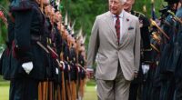 The King was greeted with pipes and drums - plus bows and arrows - as he arrived for his traditional official week in Scotland.  Here, he can be seen inspecting a Guard of Honour of soldiers from the Royal Company of Archers, who serve as the King's ceremonial bodyguard in Scotland - a role first created in 1822 for King George VI