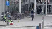 Members of the police stand near a cordoned area outside the Ratina shopping centre, where several people have been stabbed near the shopping centre, in Tampere, Finland July 3, 2025