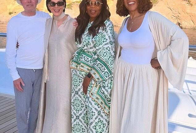 Kris Jenner, 69, and her new pal Oprah Winfrey, 71, cemented their friendship on a recent trip to Spain with Oprah's BFF Gayle King, 70; pictured in Mallorca with David Geffen (L)
