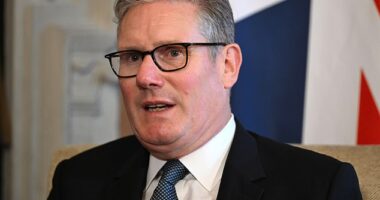 Labour was accused of giving 'free rein' to criminals on Thursday as shoplifting, muggings and fraud hit the highest levels since records began (pictured: Sir Keir Starmer on Thursday)