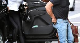 Lauren Sanchez, 55, rocked a black Hermes bag as she joined her husband Jeff Bezos in New York City over the weekend