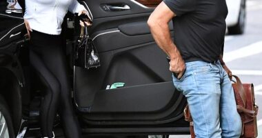 Lauren Sanchez, 55, rocked a black Hermes bag as she joined her husband Jeff Bezos in New York City over the weekend