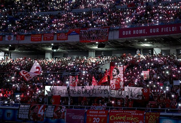 There was a stunning display of red and white and a light show tribute to Diogo and Andre Jota prior to Liverpool's pre-season friendly in Yokohama