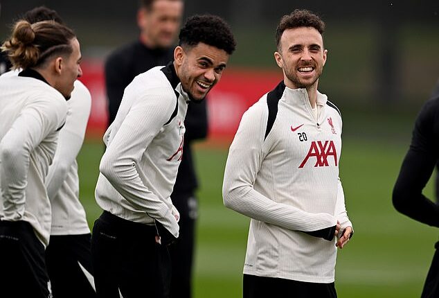 Luis Diaz (middle) has paid a heartfelt tribute to Diogo Jota who passed away last week