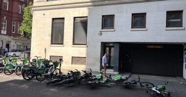 The e-bike parking bay in Chesterfield Gardens, Mayfair, has been a 'nuisance' ever since its installation in June, locals claim