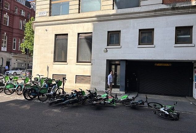 The e-bike parking bay in Chesterfield Gardens, Mayfair, has been a 'nuisance' ever since its installation in June, locals claim