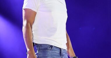 Country star Luke Bryan was hit in the face by a flying object while performing at the North Dakota State Fair on Saturday; seen on 2025
