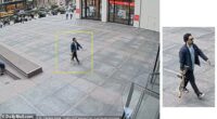 Photos posted online showed the gunman wearing a sport coat and button-down shirt while carrying the large rifle near a midtown Manhattan office building