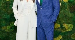 Matthew McConaughey, 52, cut a dapper figure in a blue suit as he joined his wife Camila Alves, 42, as they attended day 13 of the Wimbledon Tennis Championships on Saturday