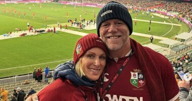 Zara and Mike Tindall beamed as they turned up to support the British and Irish Lions in their nail-biting clash with the Wallabies in Australia on Saturday