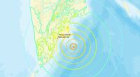 Preliminary data from the US Geological Survey shows the quake reached a magnitude of 8.0 and struck about 84 miles east-southeast of Kamchatska at around 7.24pm EST