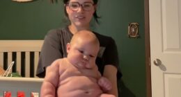First-time mother Maci Mugele has faced backlash after sharing a video of her 'giant' 22lb baby, who's already 2.5ft long and wears clothes for toddlers at only four months old